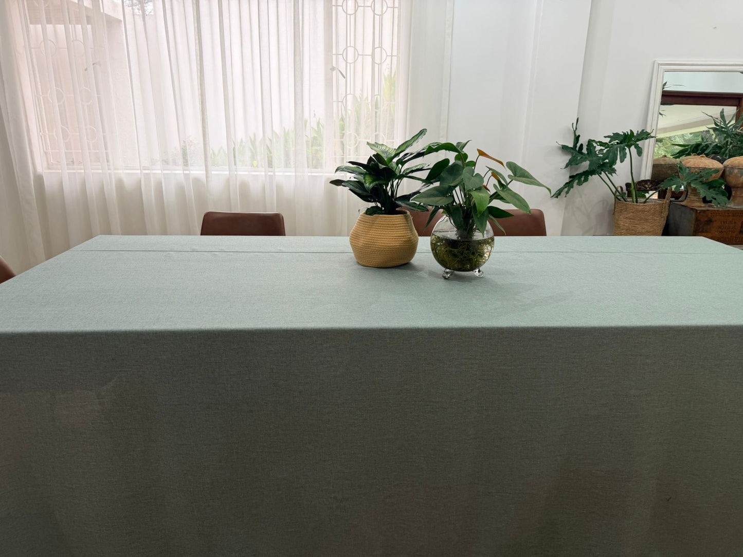 Bottle Green Linen Look Tablecloth