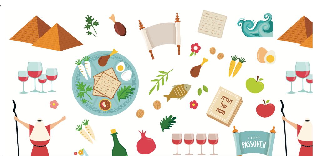 Colour Icons on White Passover Table Runners