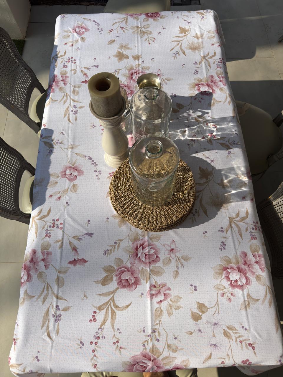 Vintage Rose Round Material Tablecloth