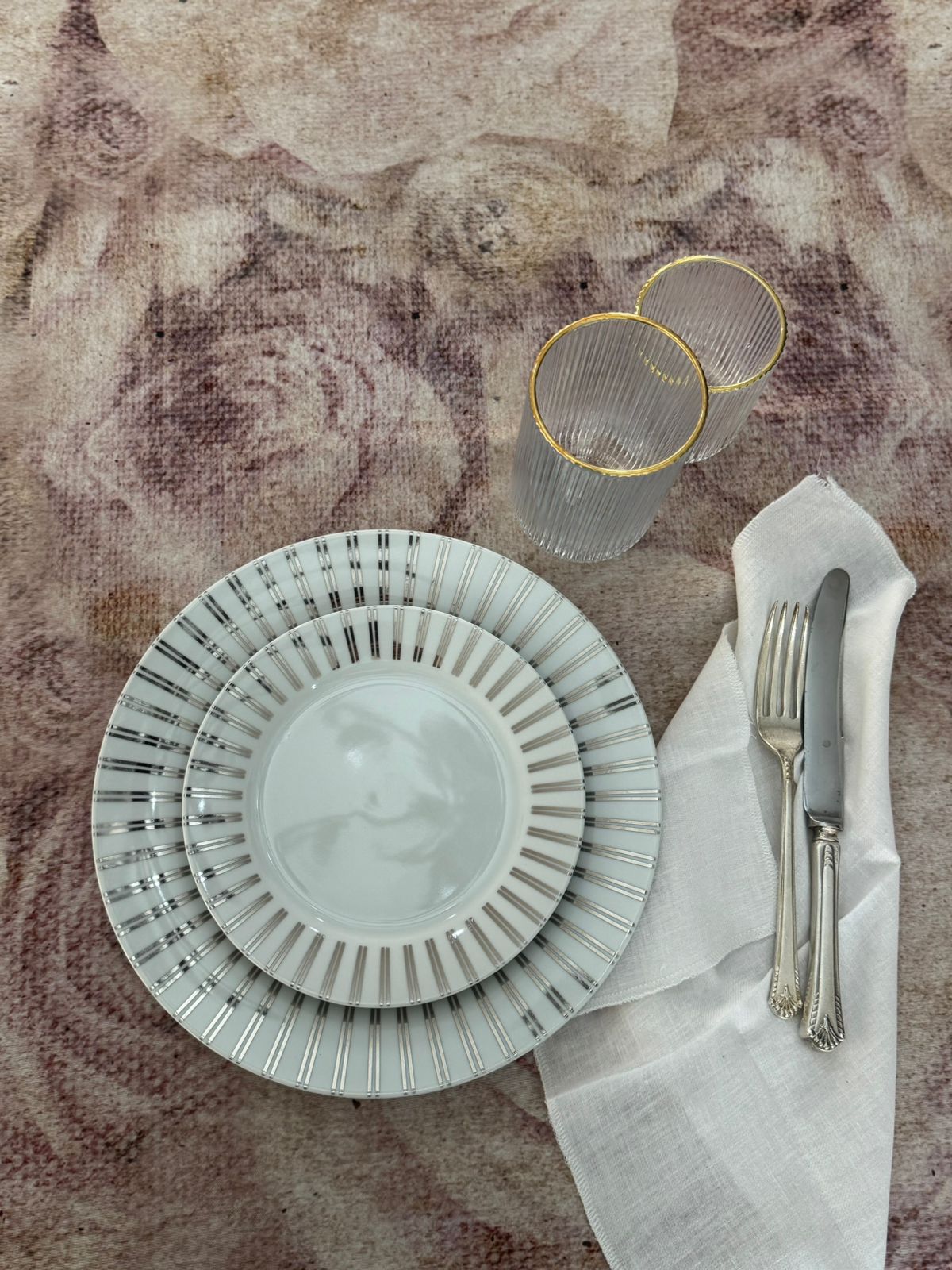 Antique Romance Material Tablecloth