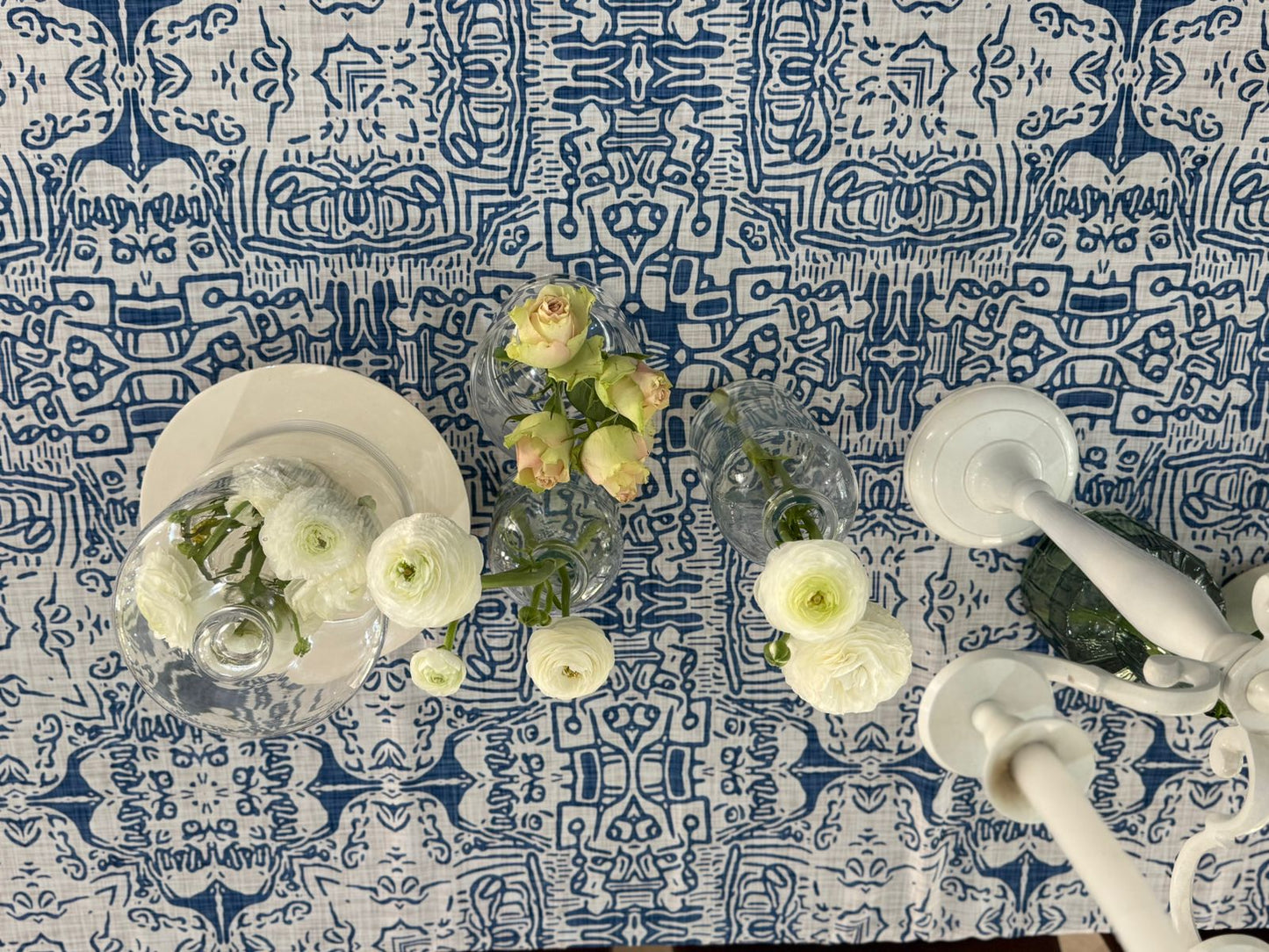 French Blue Farm House Material Tablecloth