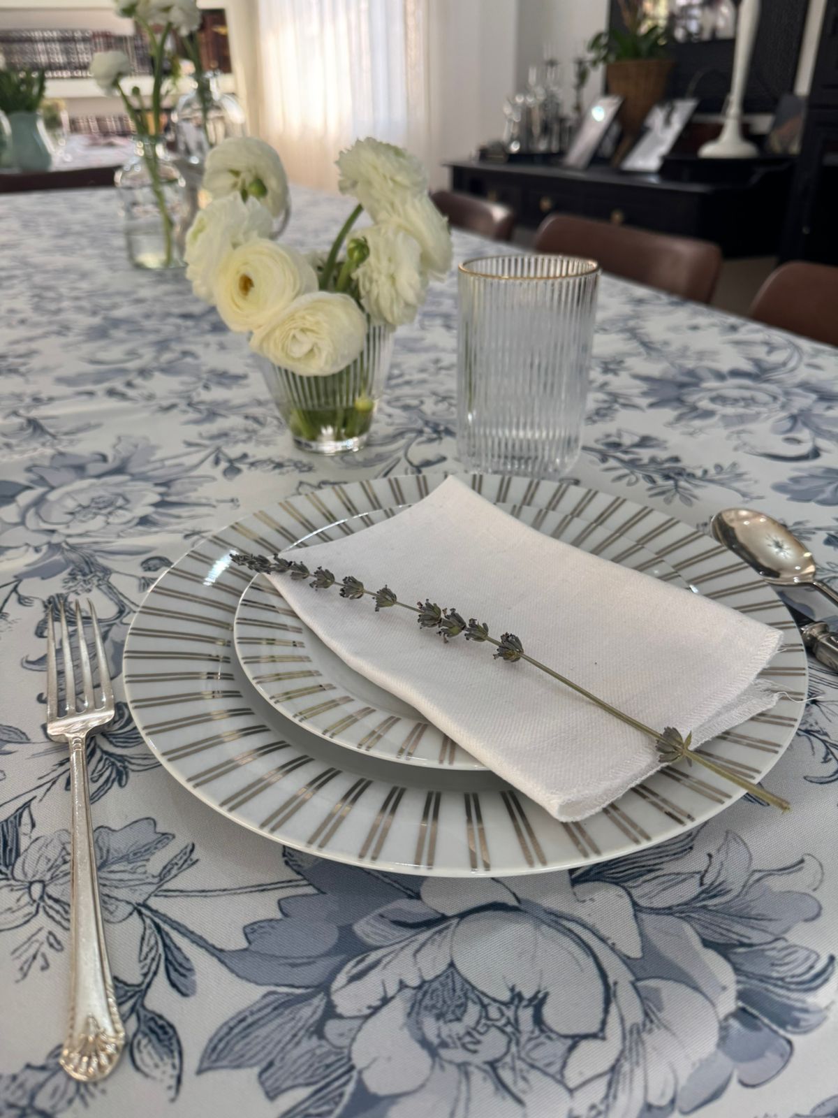 Toile de Jouy Material Tablecloth