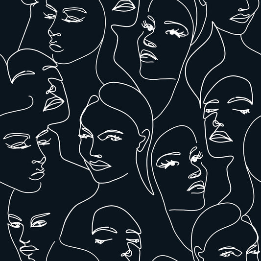 Woman Faces Material Tablecloth