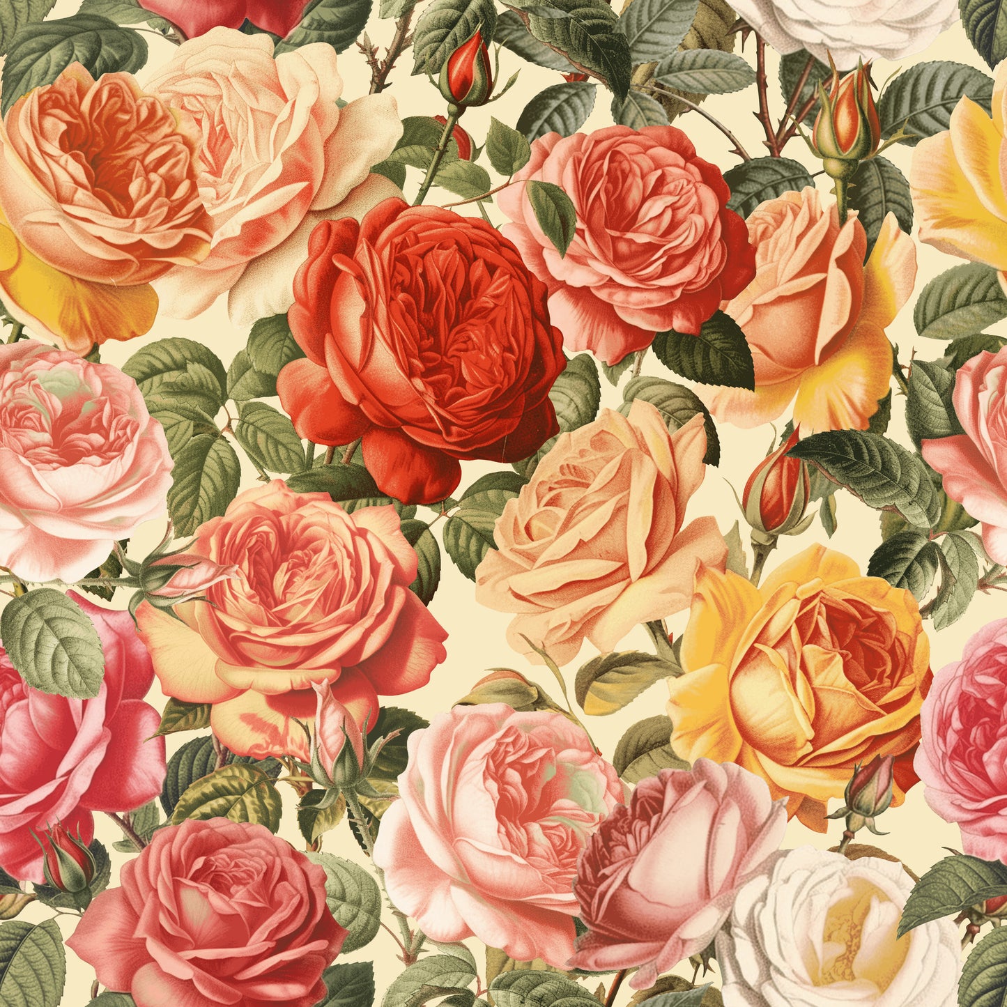 A Symphony Of Roses Material Tablecloth