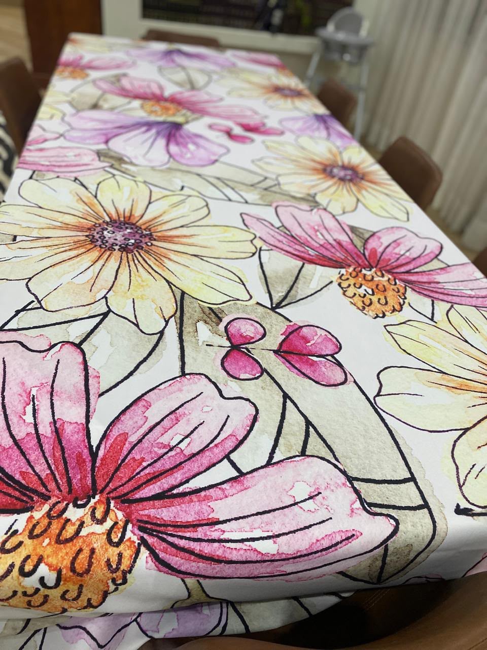 Colorful Flowers Round Material Tablecloth