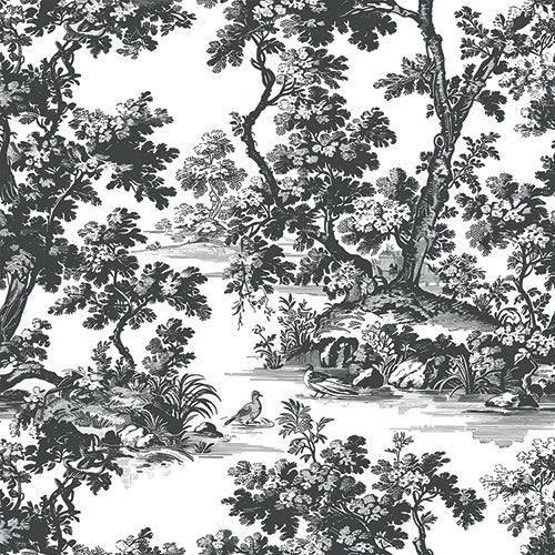 Toile de Jouy Black Material Tablecloth