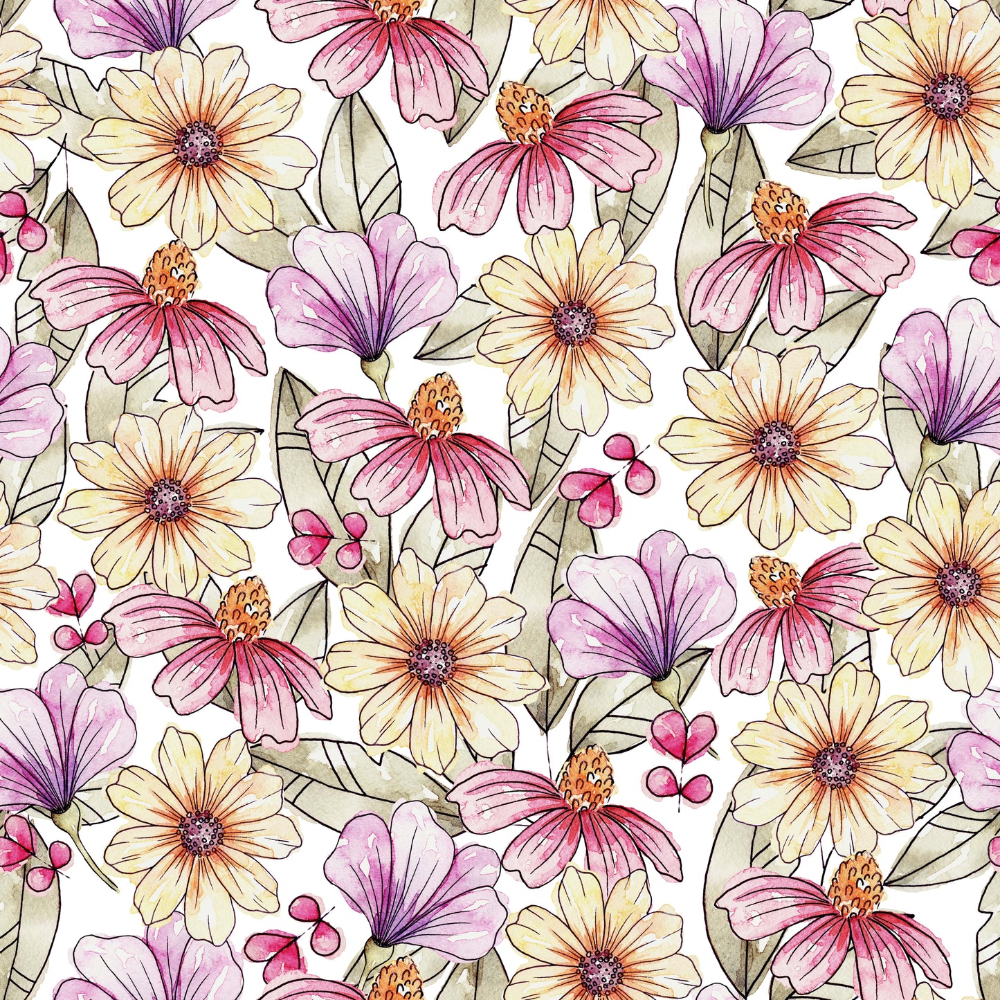 Colorful Flowers Material Tablecloth