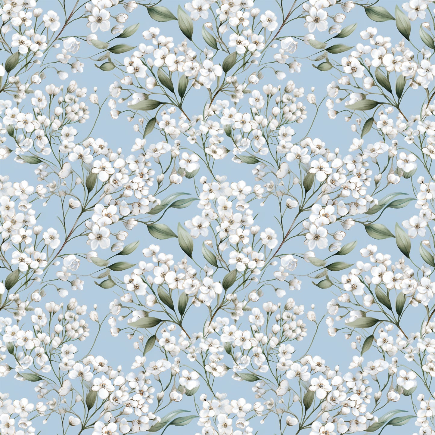 Baby's Breath Round Material Tablecloth