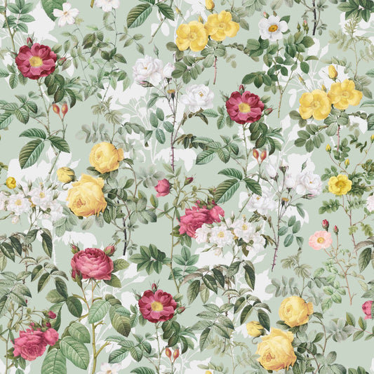 English Garden With Wild Roses Material Tablecloth