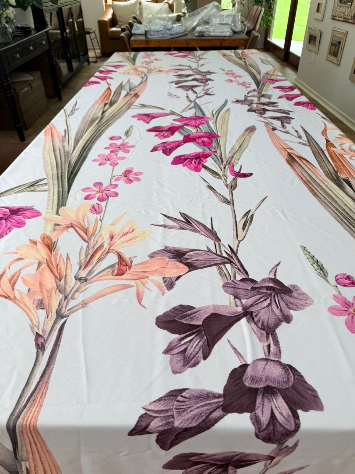 Majestic Flowers Round PVC Tablecloth