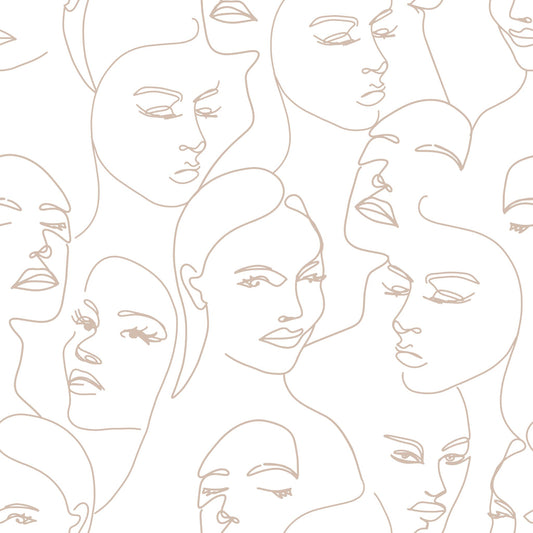 Outline Woman Faces Material Tablecloth