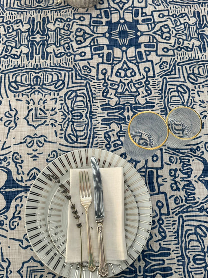 French Blue Farm House Material Tablecloth