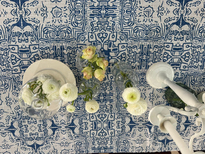 French Blue Farm House Material Tablecloth