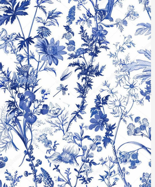 Delicate Blues Material Tablecloth