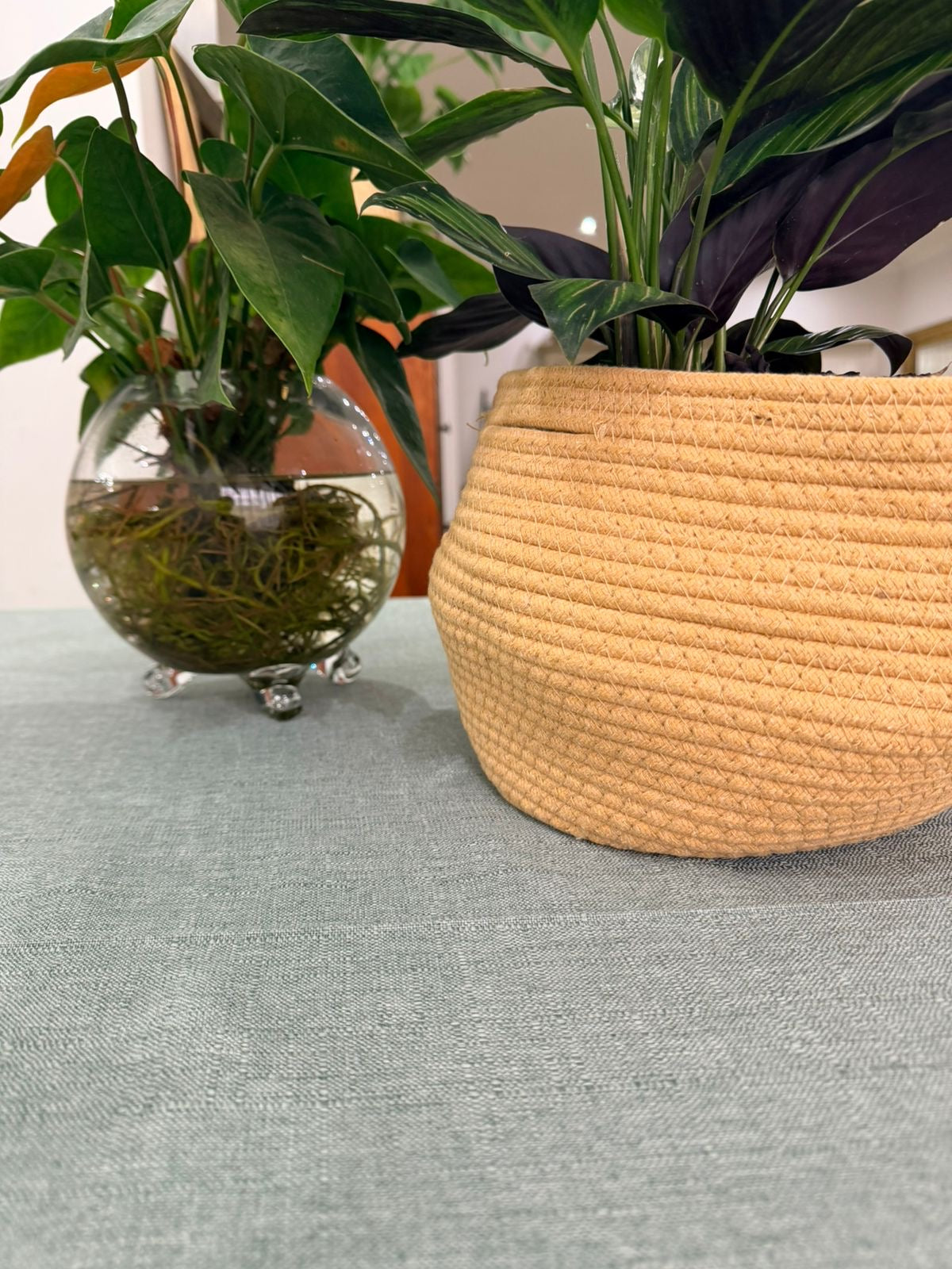 Sage Round Linen Look Tablecloth