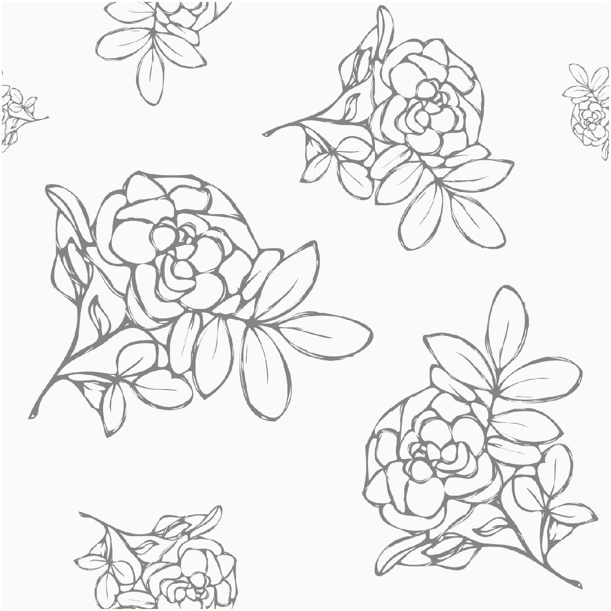 Sketched Rose Vinyl Tablecloth