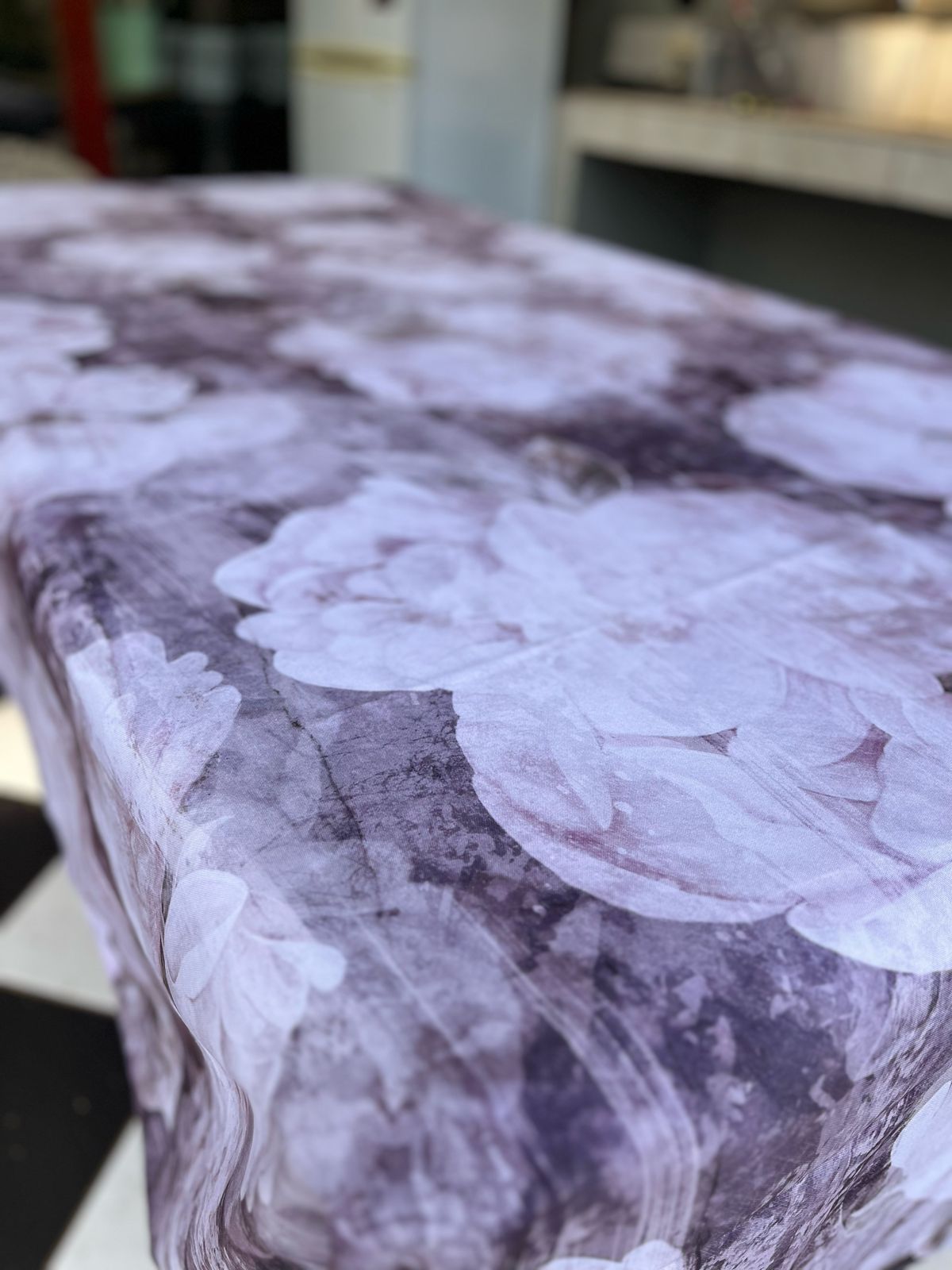 White Peonies Material Tablecloth