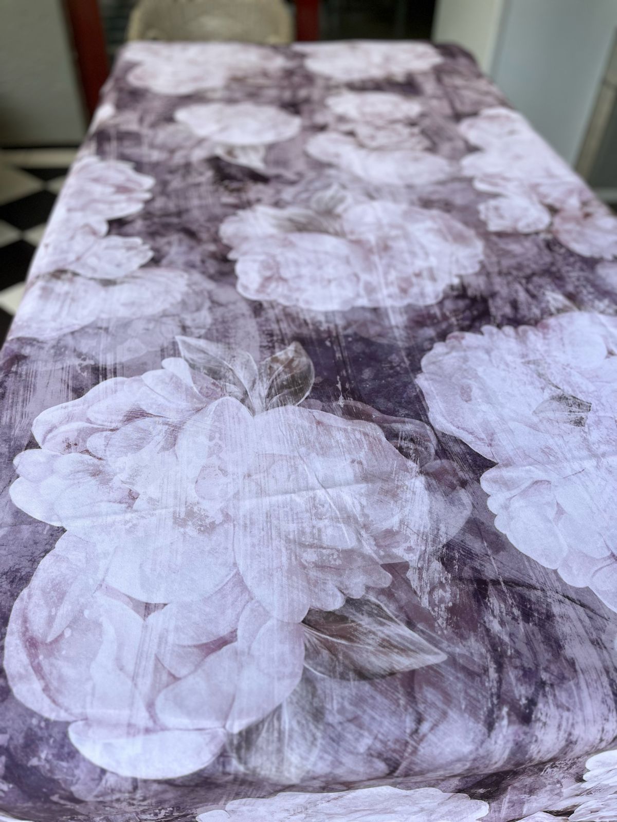 White Peonies Material Tablecloth