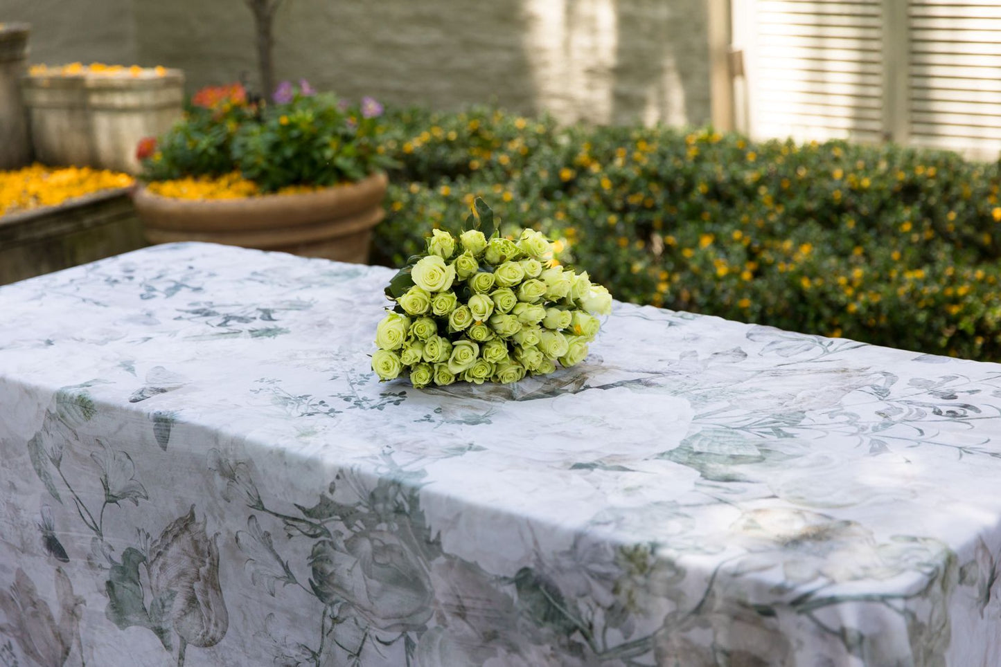 Faded Roses Antique Material Tablecloth