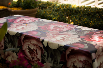 Peonies Floral Round Material Tablecloth