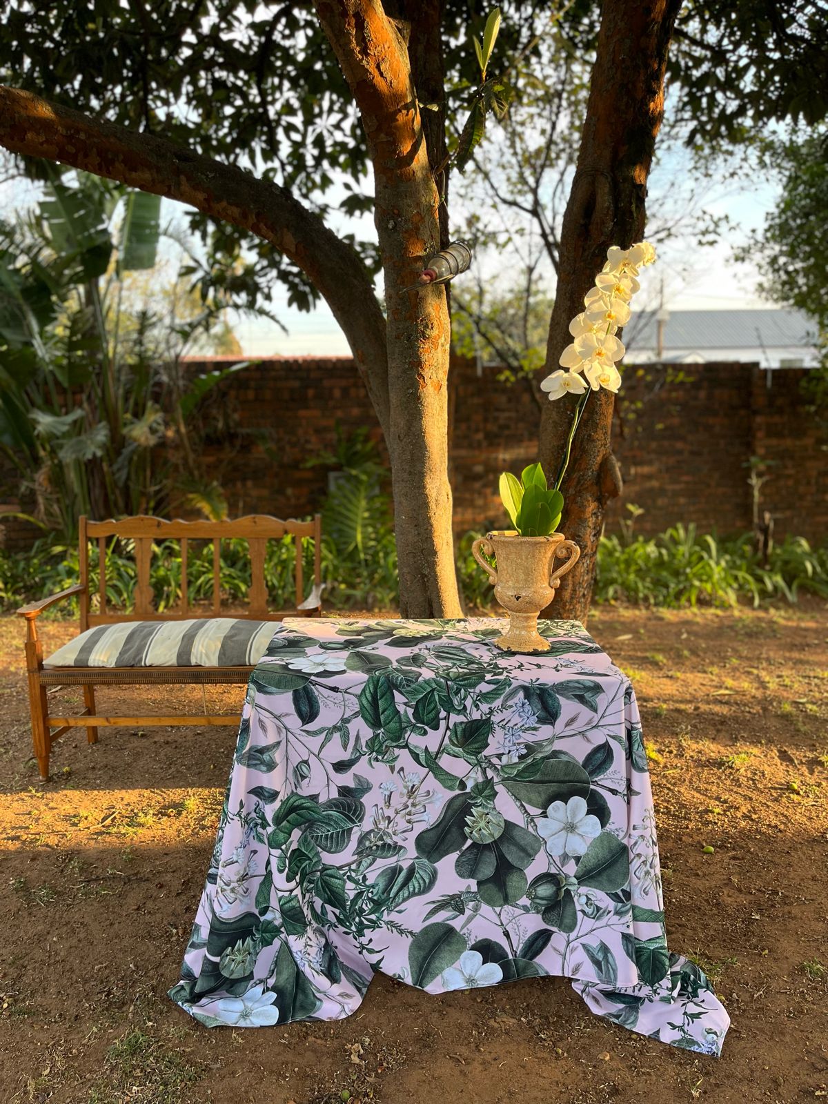 Clematis Green Material Tablecloth