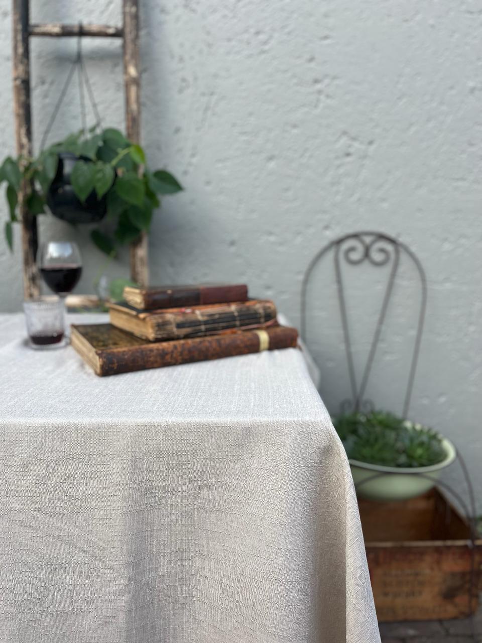 Stone Linen Look Tablecloth