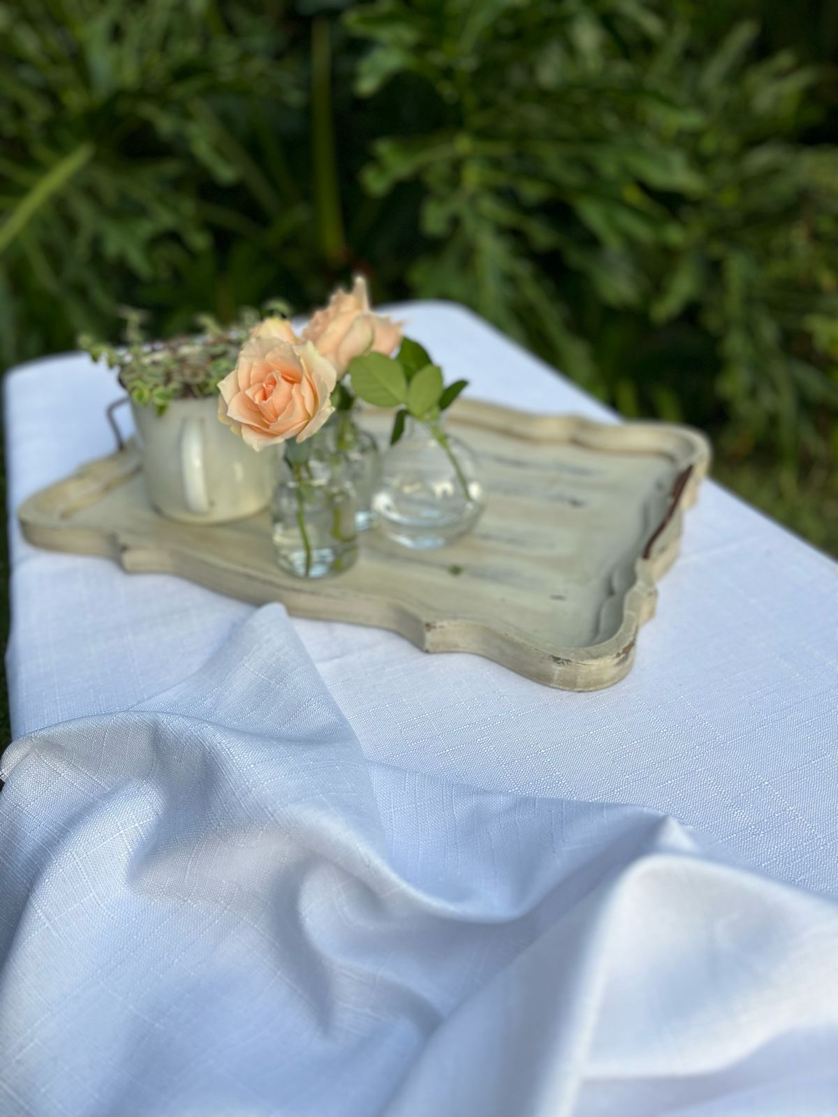 White Linen Look Tablecloth