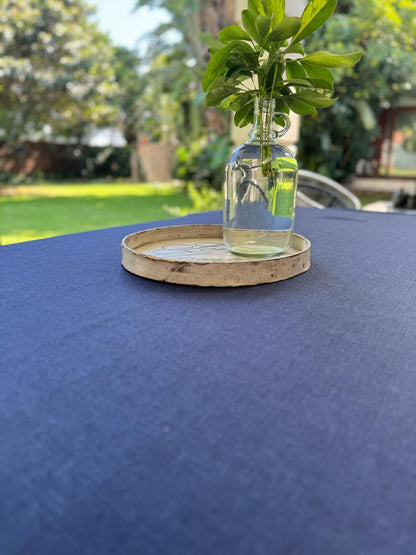 Navy Blue Linen Look Tablecloth