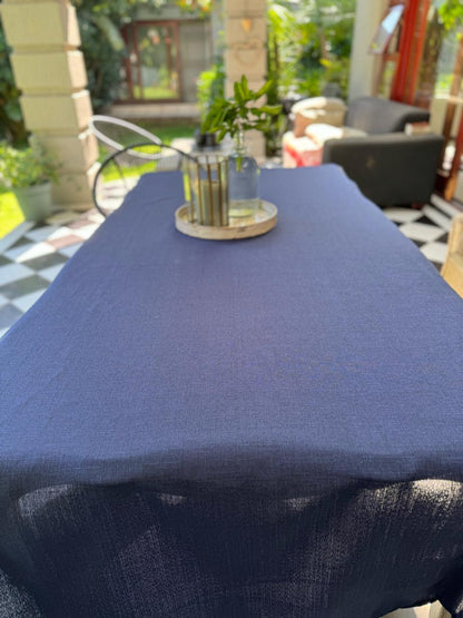 Navy Blue Linen Look Tablecloth