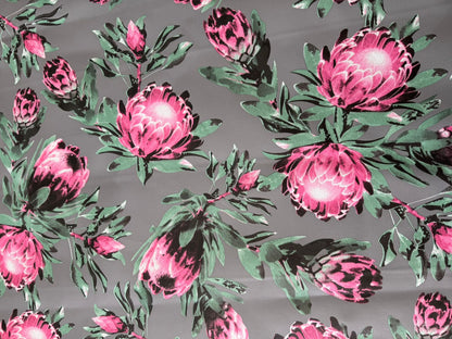 Protea on Grey Material Tablecloth