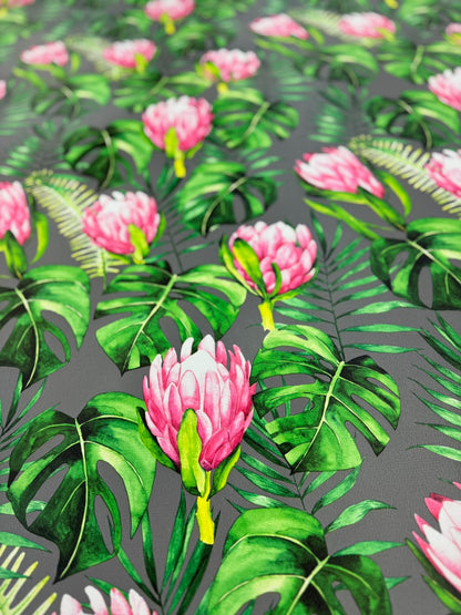 Protea with Leaf Material Tablecloth