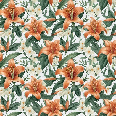 Wild Flower Orange Vinyl Tablecloth