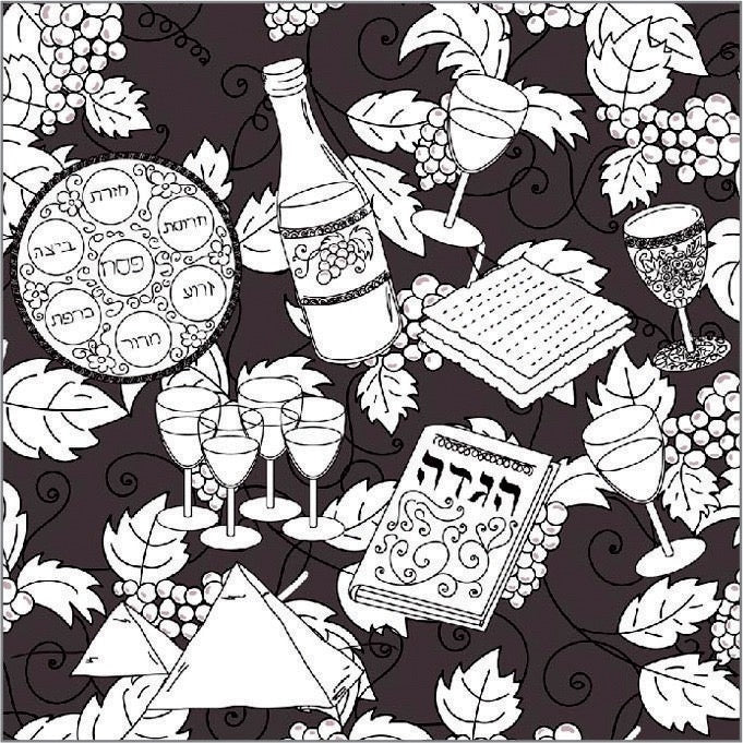Black n White Seder Material Tablecloth
